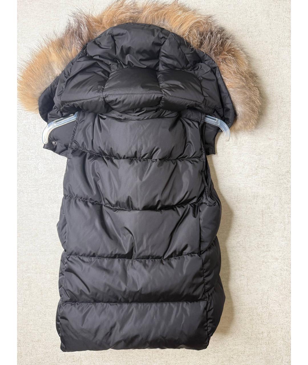 MONCLER Черный меховой жилет, фото 2