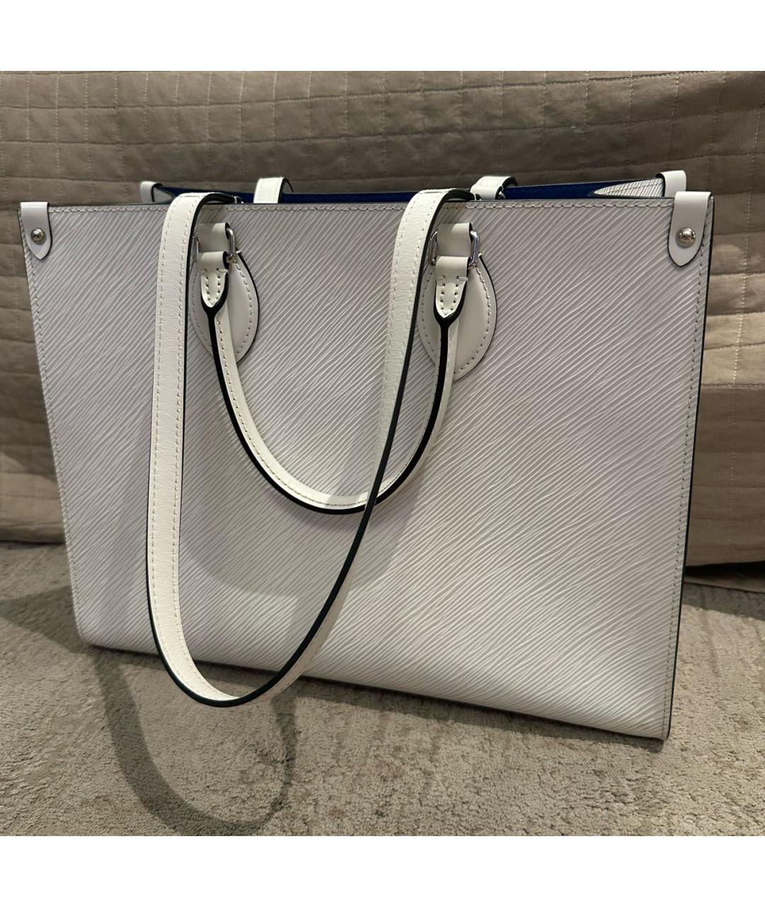 LOUIS VUITTON Белая кожаная сумка тоут, фото 3