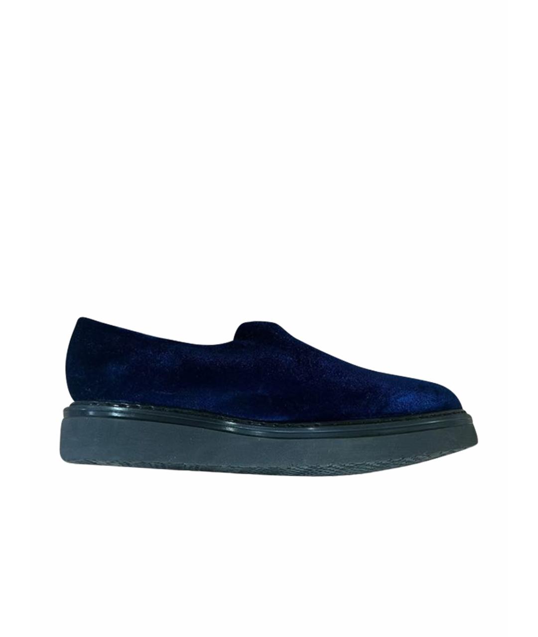 POLLINI Синие бархатные лоферы, фото 1