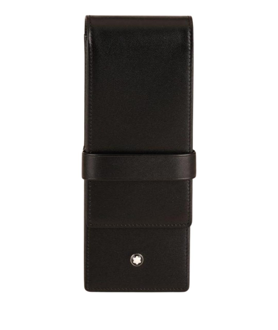 MONTBLANC Черная кожаная шариковая ручка, фото 1