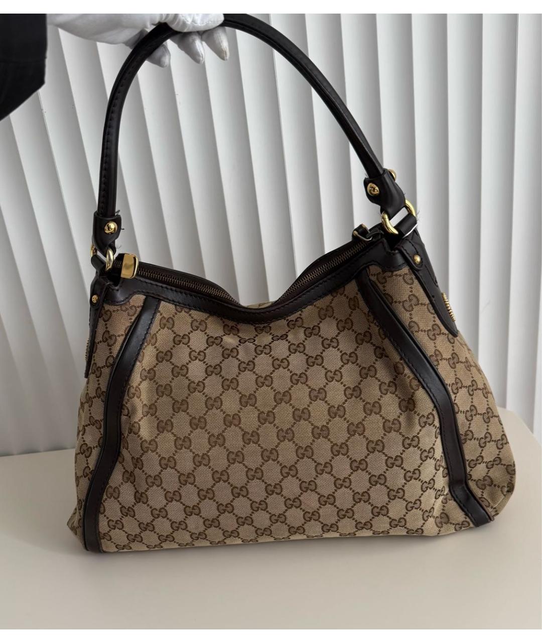GUCCI Коричневая сумка тоут из канвы, фото 3