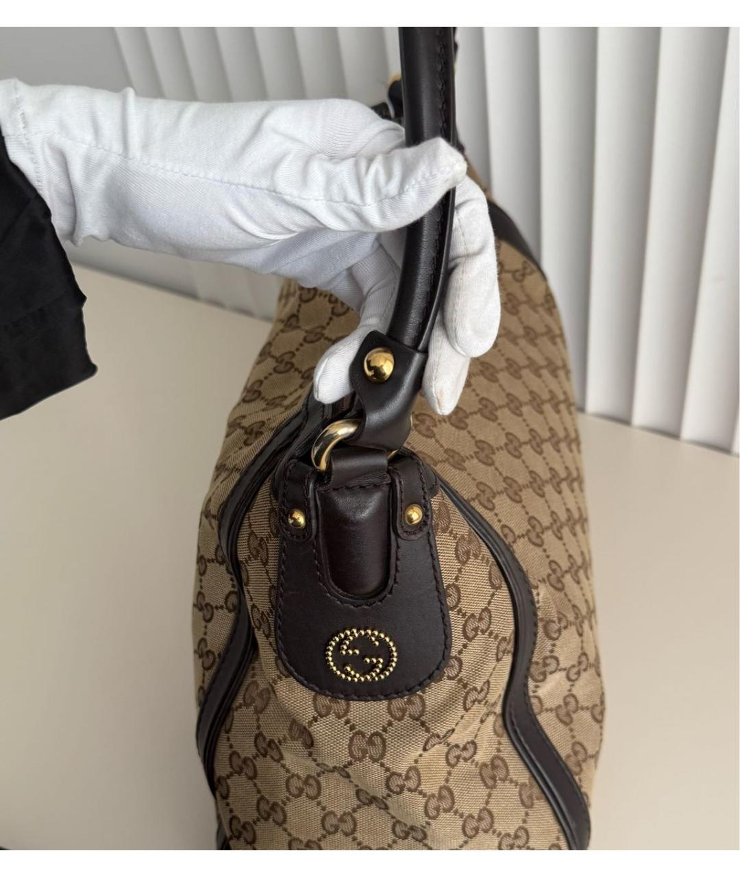 GUCCI Коричневая сумка тоут из канвы, фото 8