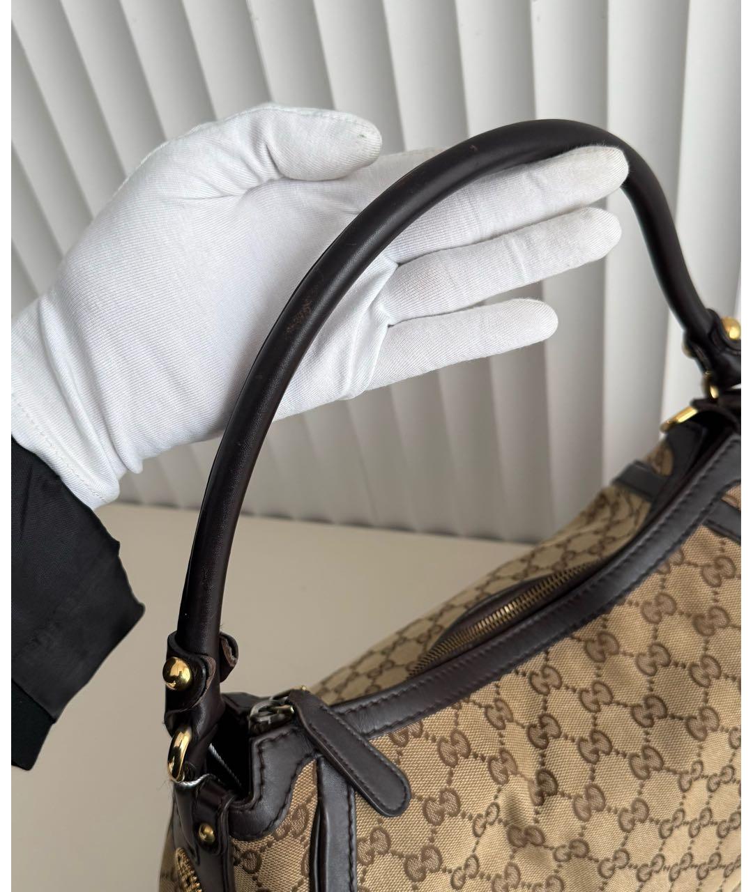 GUCCI Коричневая сумка тоут из канвы, фото 7