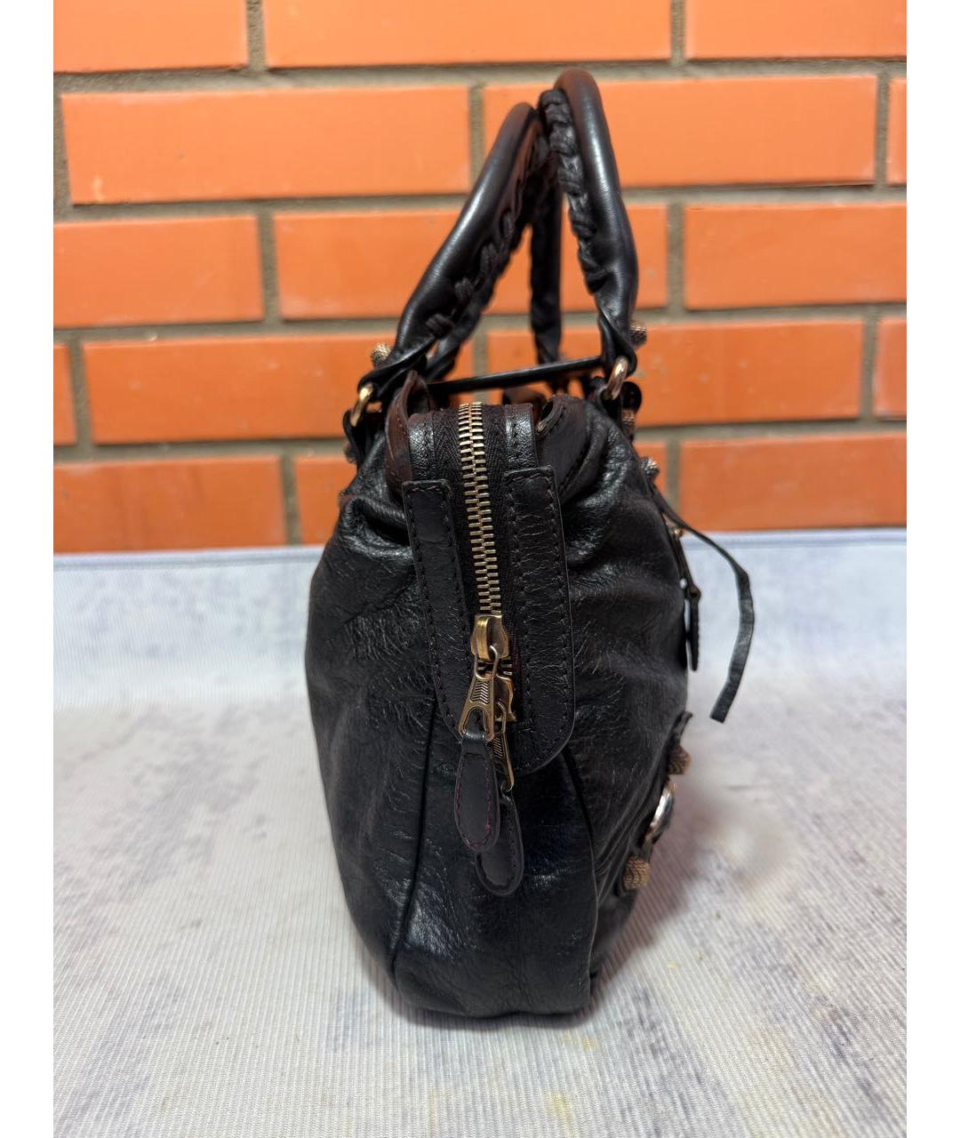 BALENCIAGA Черная кожаная сумка с короткими ручками, фото 3
