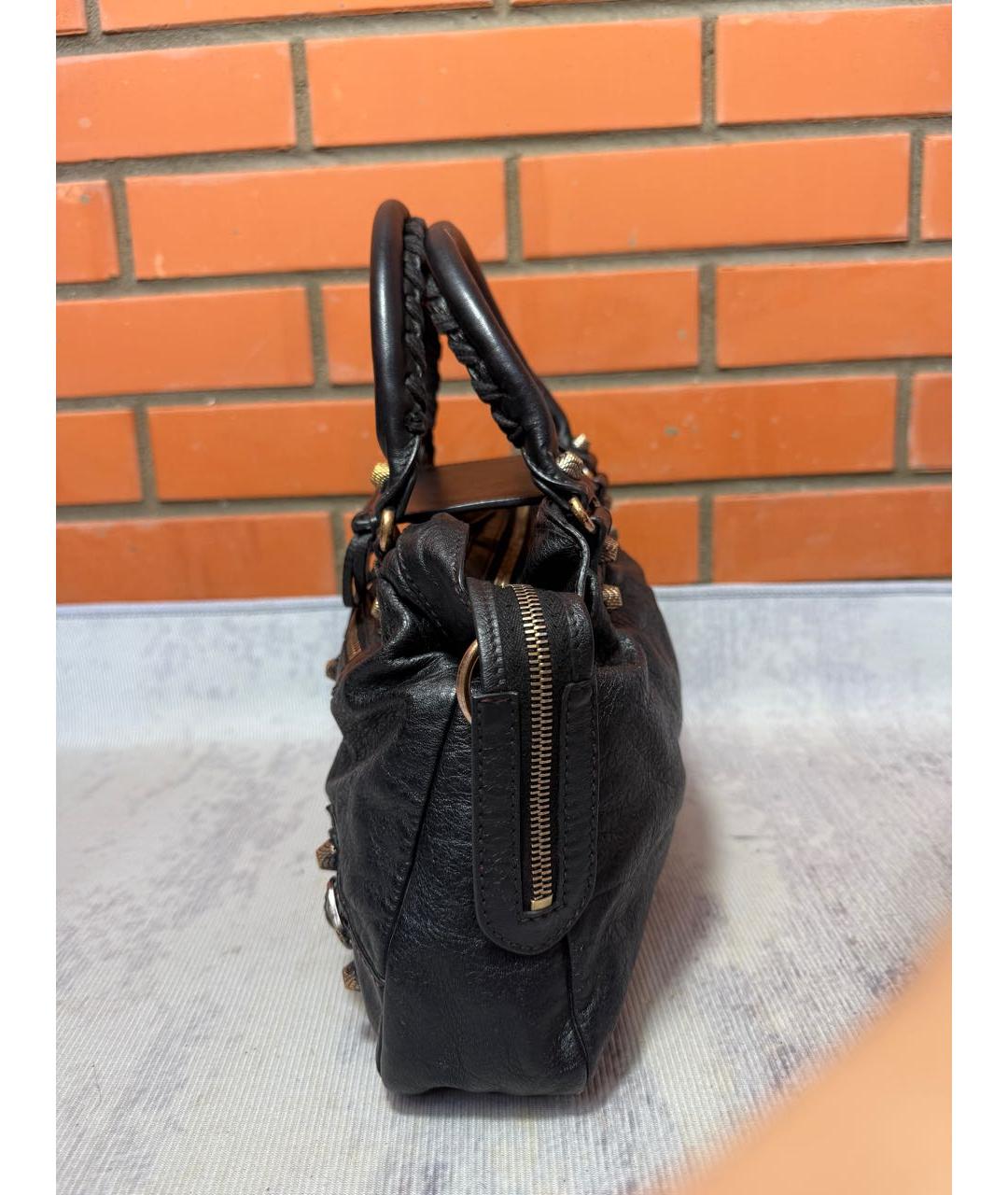 BALENCIAGA Черная кожаная сумка с короткими ручками, фото 4