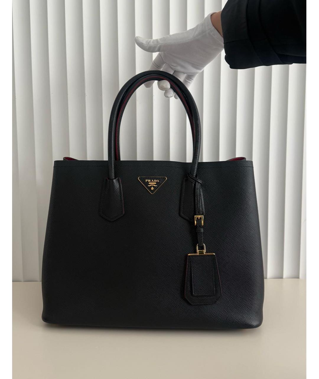 PRADA Черная кожаная сумка тоут, фото 9