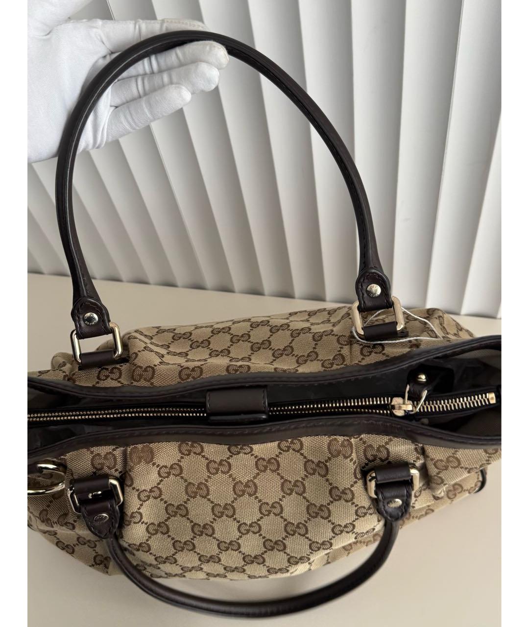 GUCCI Коричневая сумка тоут из канвы, фото 7