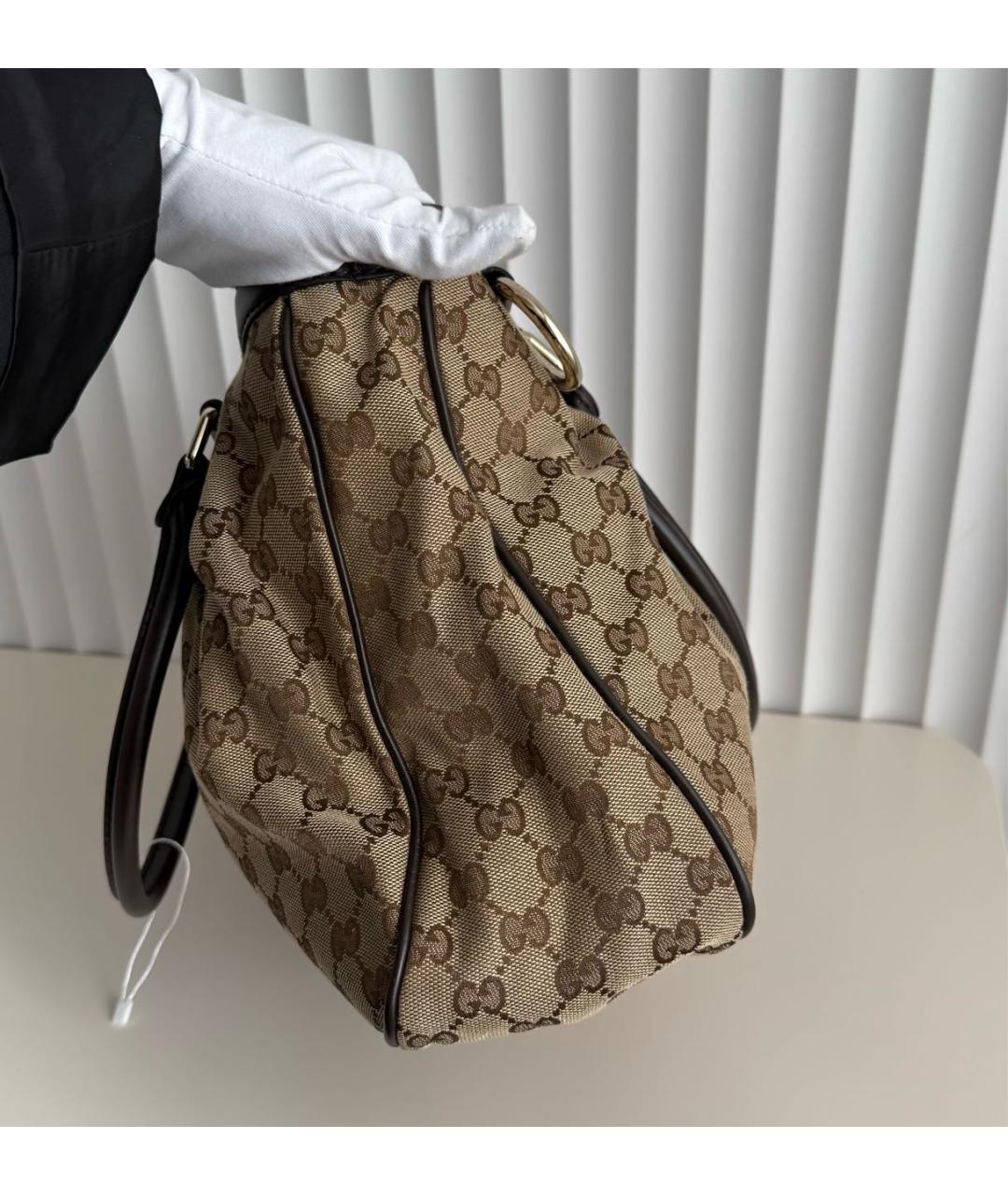 GUCCI Коричневая сумка тоут из канвы, фото 8