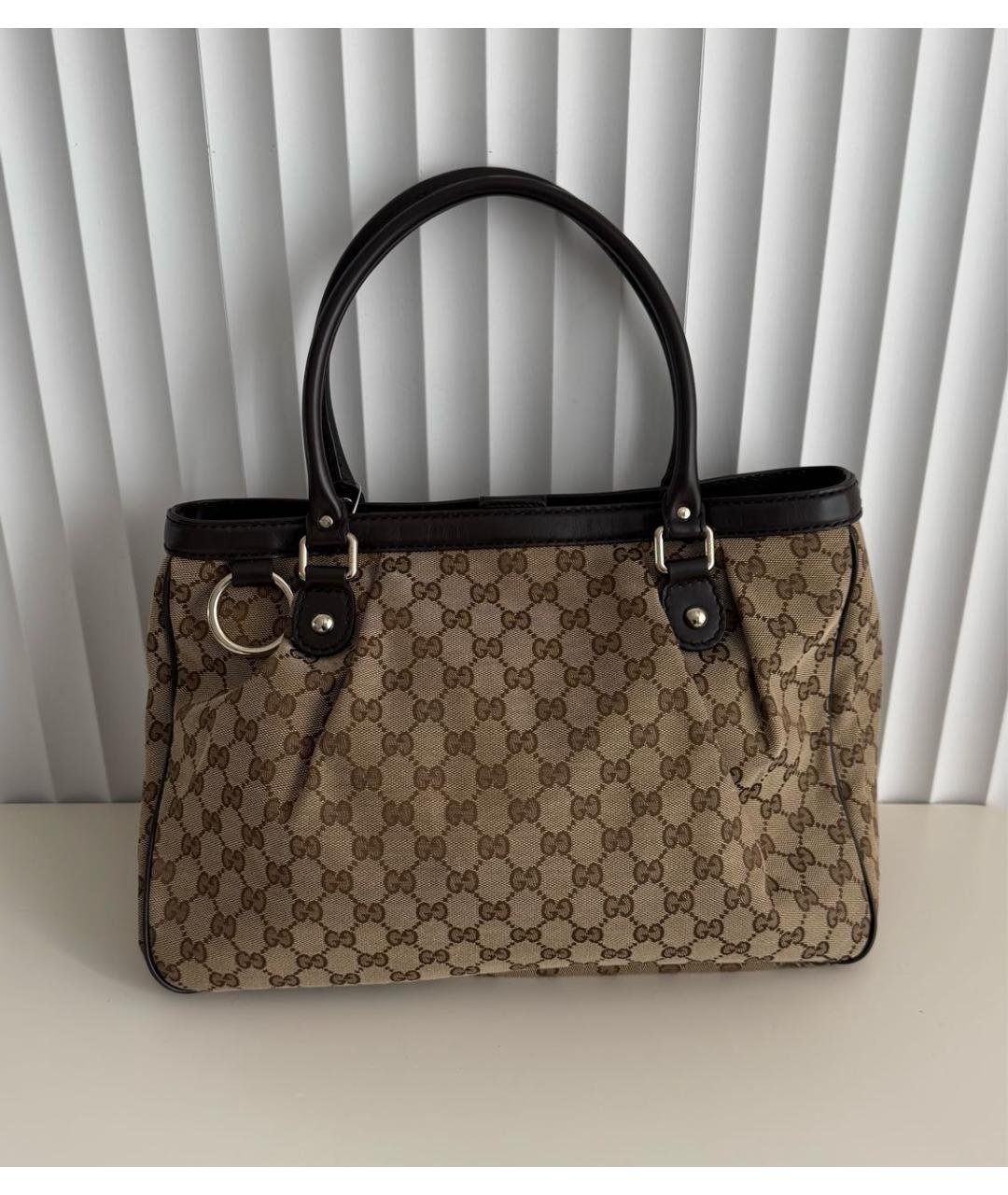 GUCCI Коричневая сумка тоут из канвы, фото 9