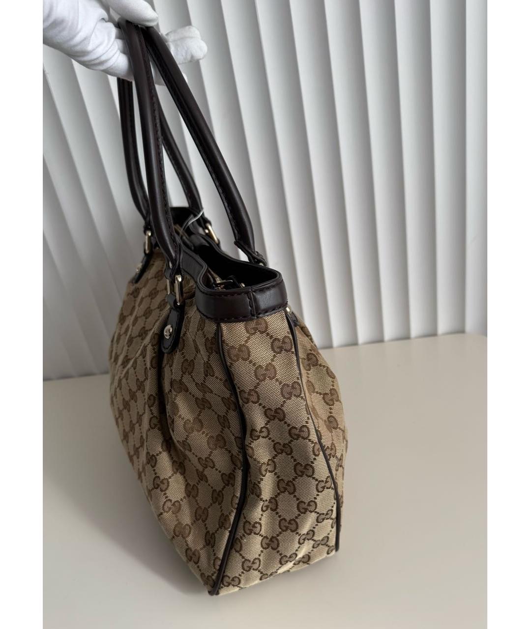 GUCCI Коричневая сумка тоут из канвы, фото 2