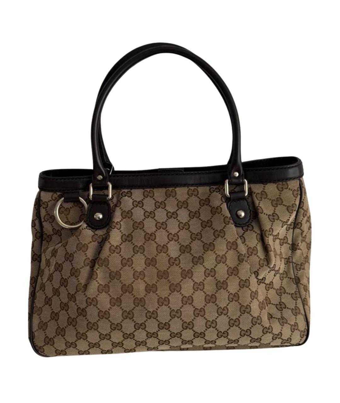 GUCCI Коричневая сумка тоут из канвы, фото 1