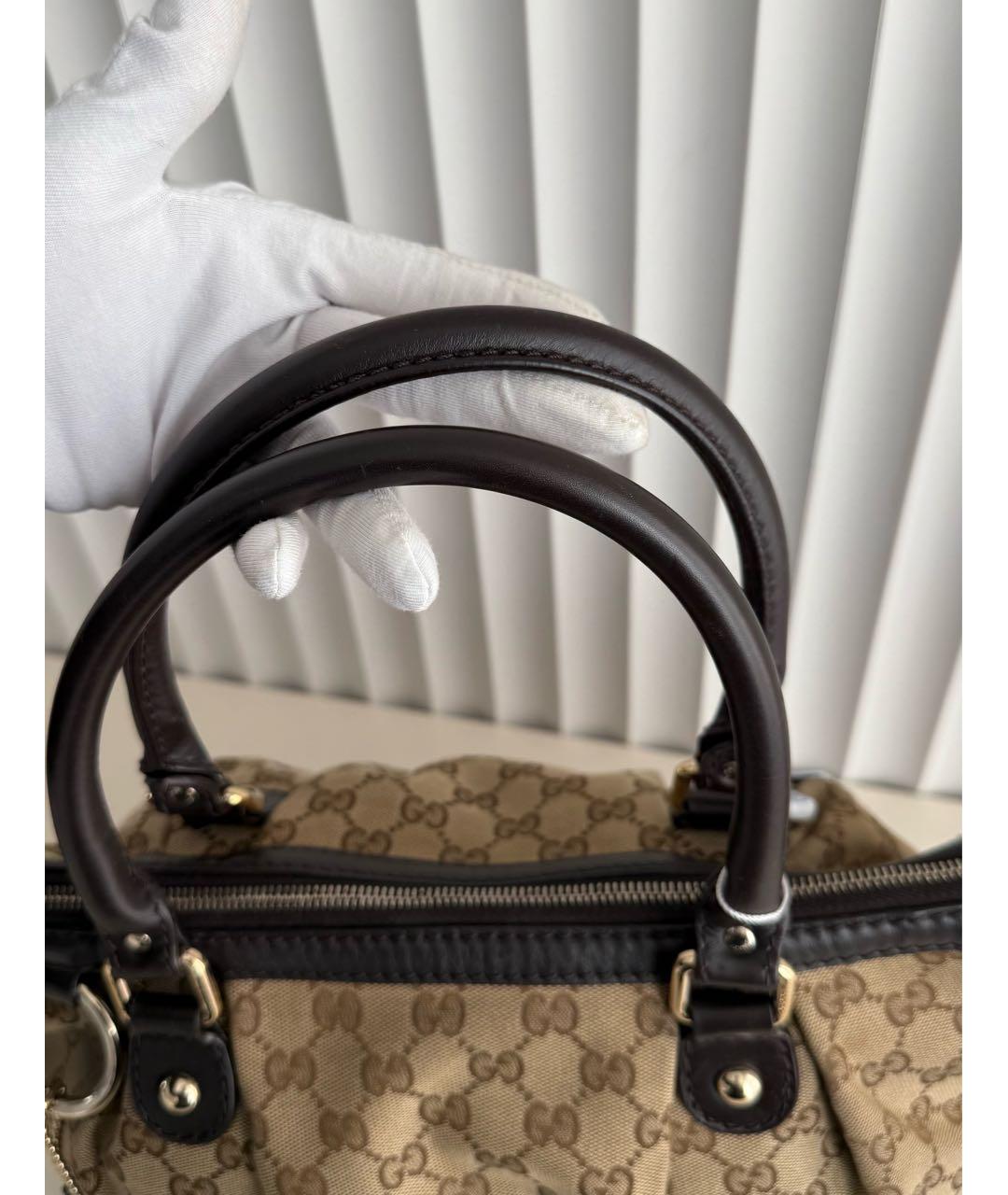 GUCCI Коричневая сумка тоут из канвы, фото 6