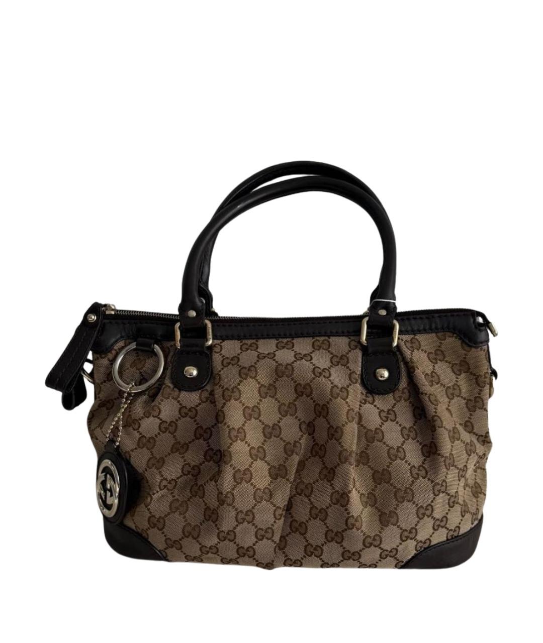 GUCCI Коричневая сумка тоут из канвы, фото 1