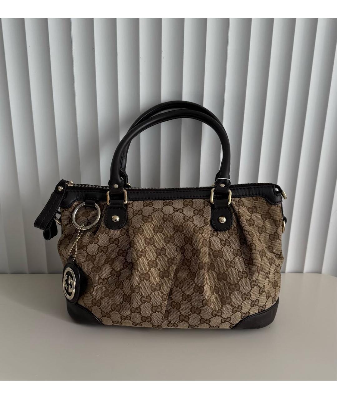 GUCCI Коричневая сумка тоут из канвы, фото 9