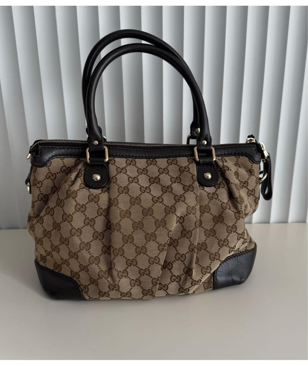 GUCCI Коричневая сумка тоут из канвы, фото 3