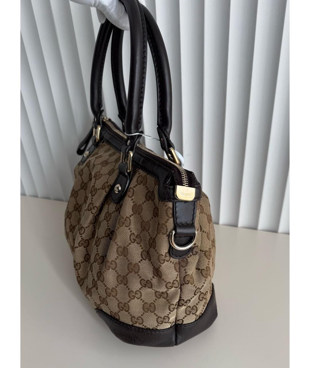 GUCCI Коричневая сумка тоут из канвы, фото 2