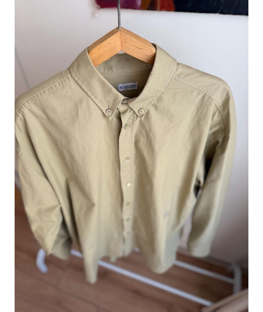 BURBERRY Хаки хлопковая кэжуал рубашка, фото 3