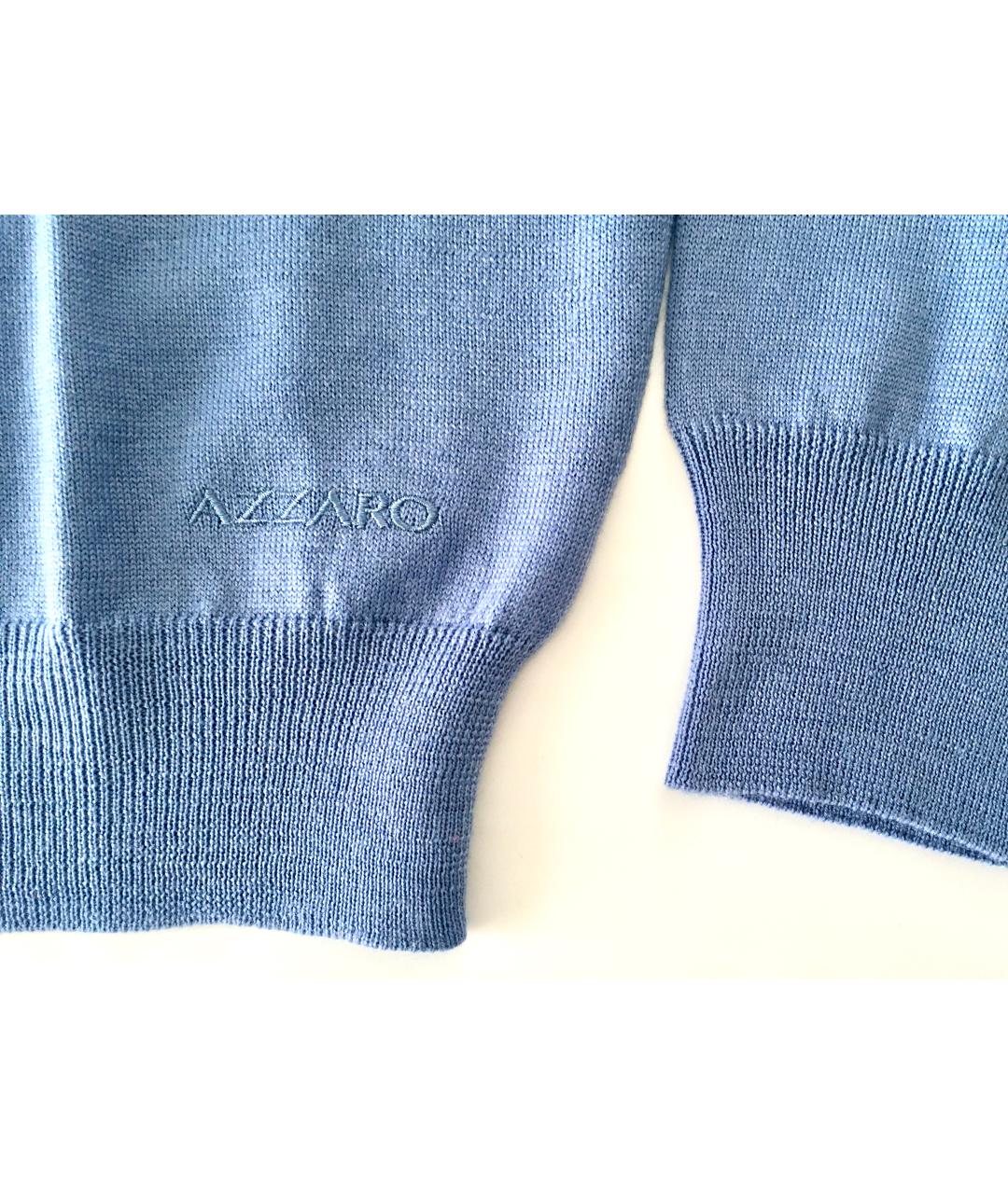 AZZARO Голубой шерстяной джемпер / свитер, фото 4