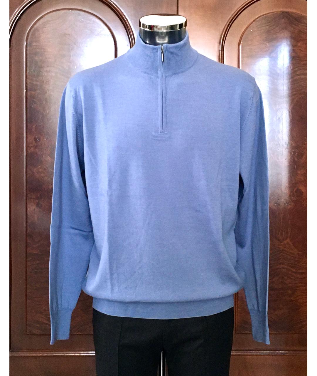AZZARO Голубой шерстяной джемпер / свитер, фото 6