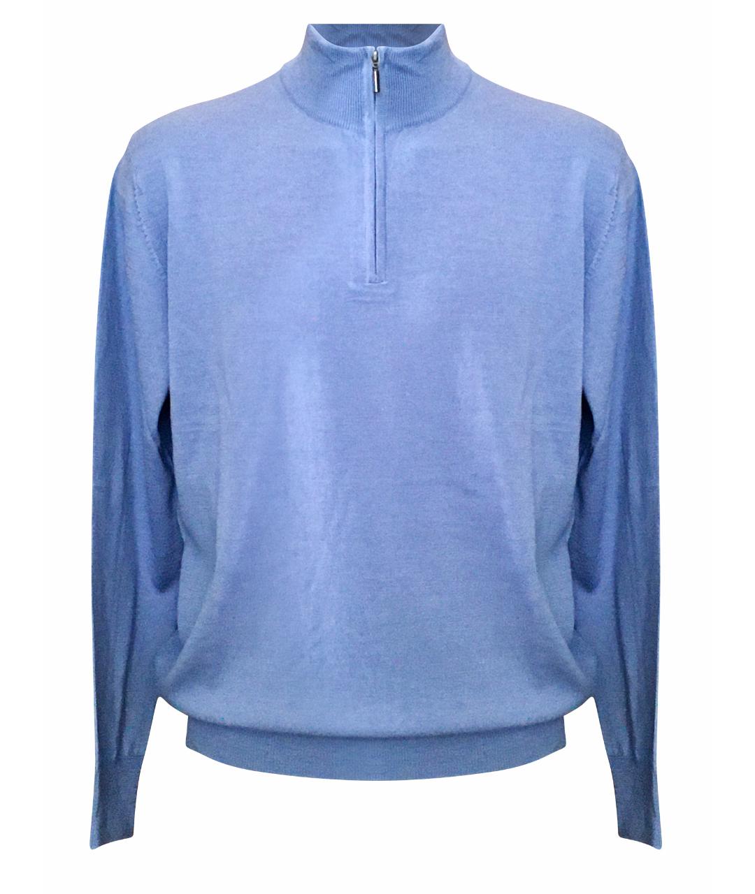 AZZARO Голубой шерстяной джемпер / свитер, фото 1