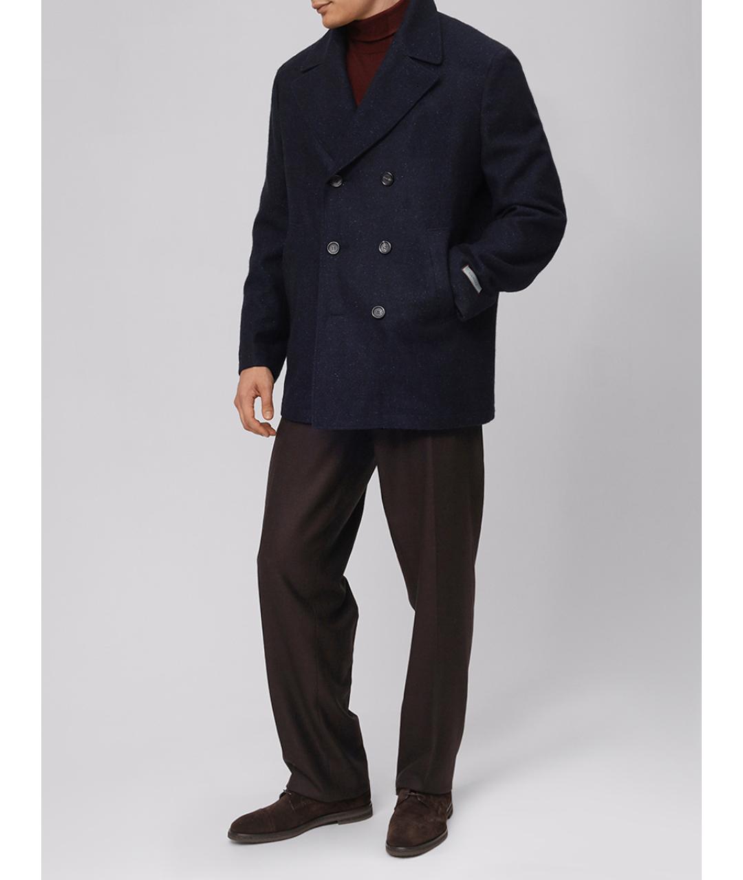 CANALI Темно-синее шерстяное пальто, фото 2