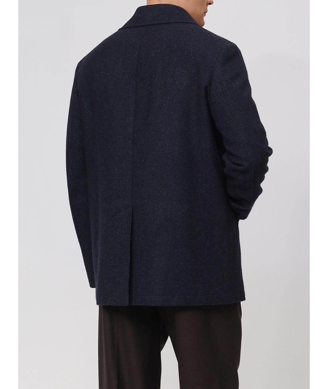 CANALI Темно-синее шерстяное пальто, фото 3