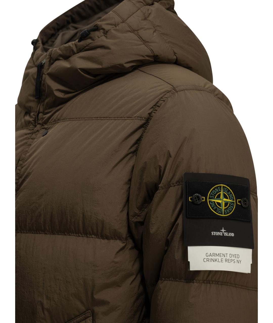 STONE ISLAND Коричневый полиамидовый пуховик, фото 3