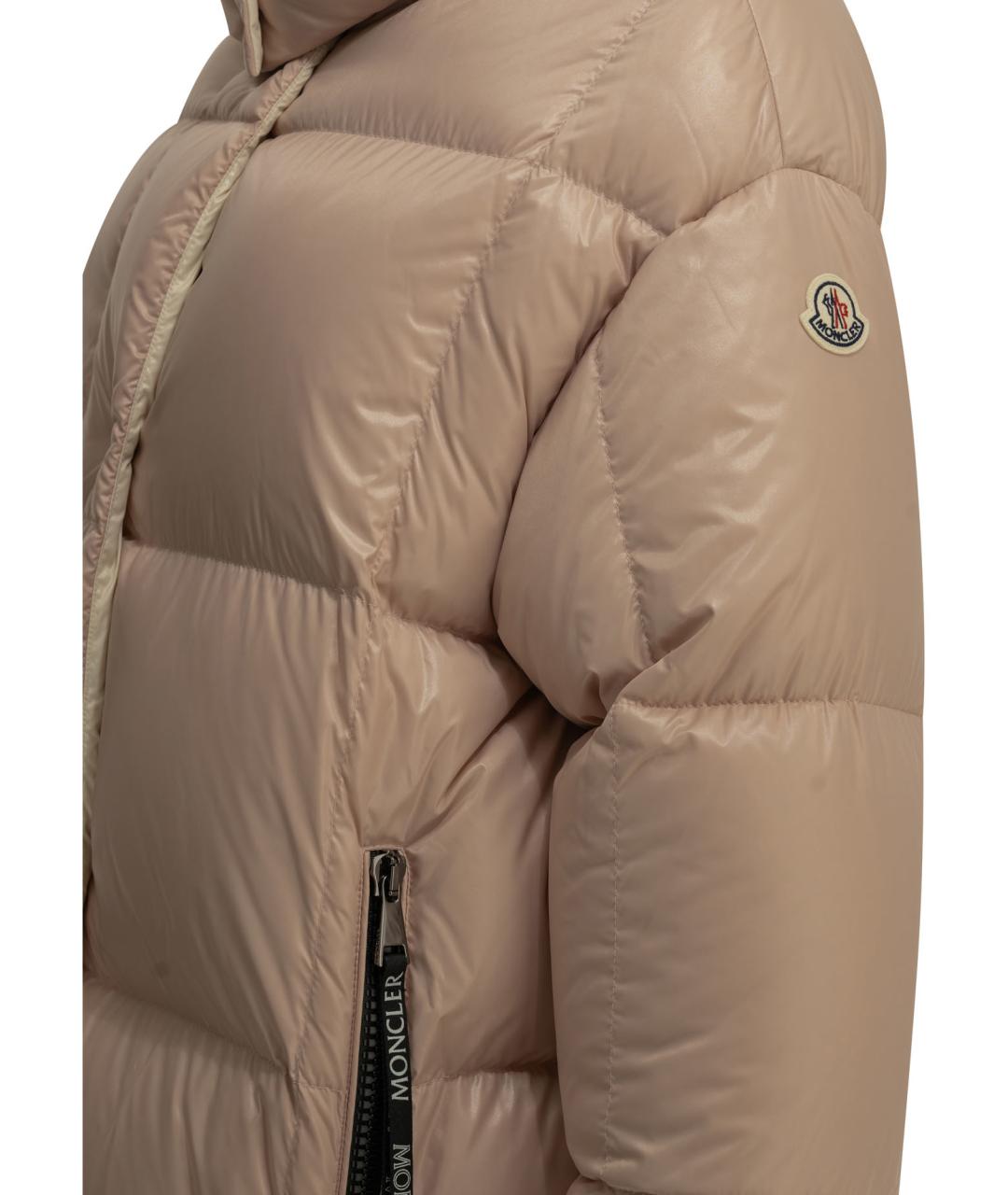 MONCLER Бежевый полиамидовый пуховик, фото 3