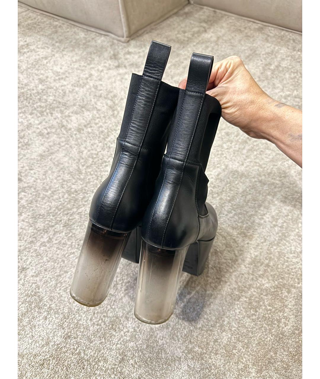 RICK OWENS Черные кожаные ботильоны, фото 3