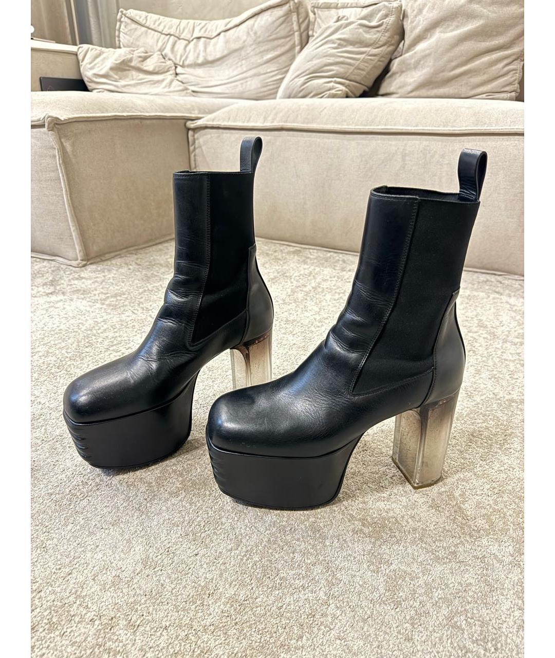 RICK OWENS Черные кожаные ботильоны, фото 7