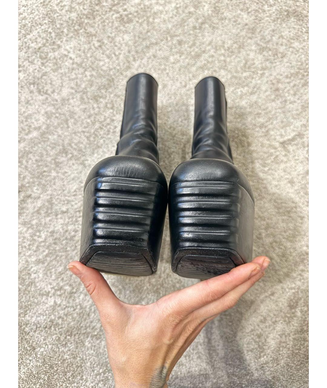RICK OWENS Черные кожаные ботильоны, фото 6