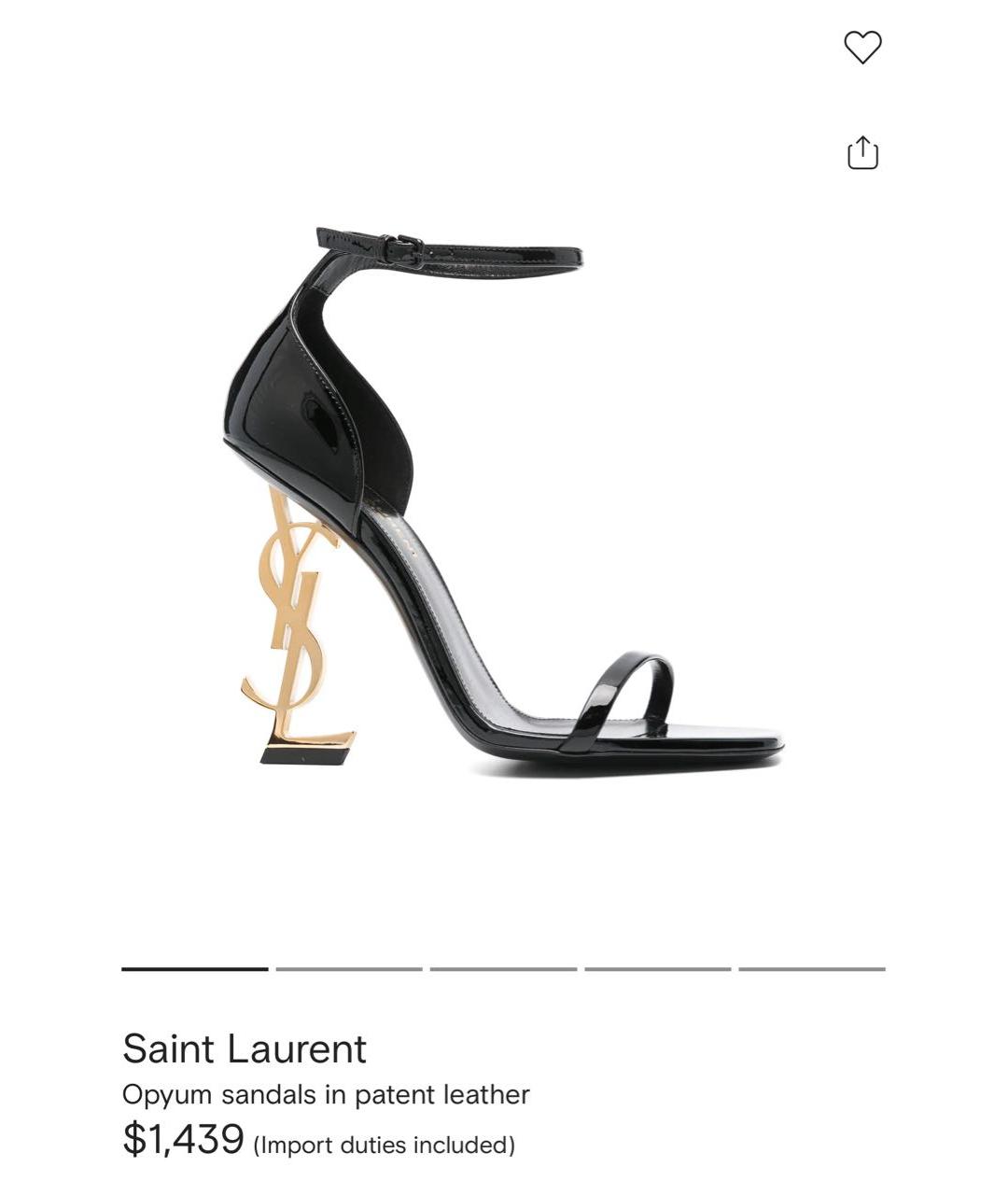 SAINT LAURENT Черные босоножки из лакированной кожи, фото 7
