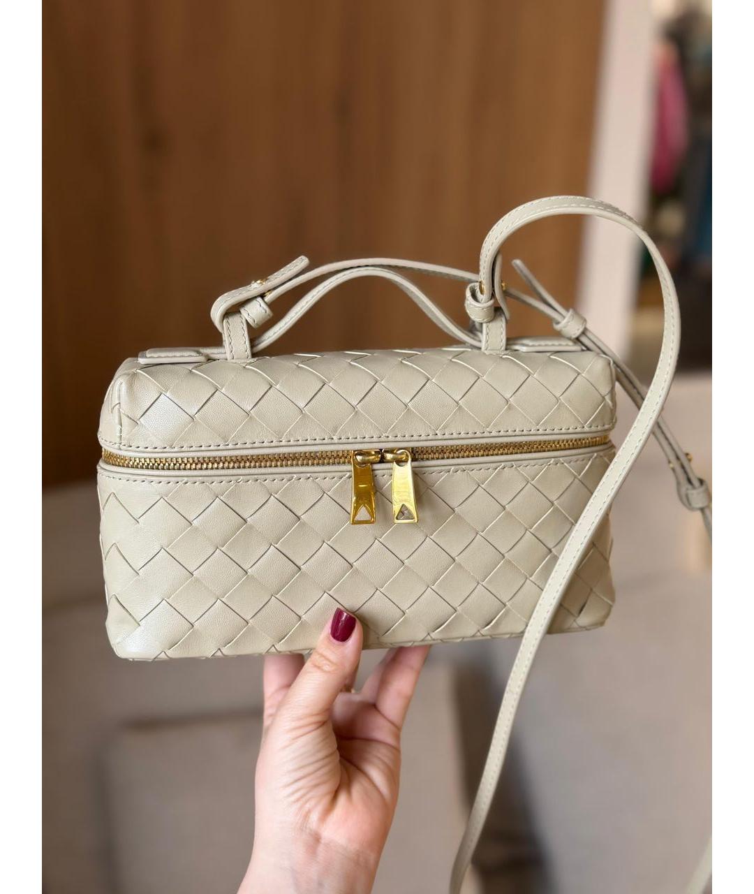 BOTTEGA VENETA Бежевая кожаная сумка через плечо, фото 3
