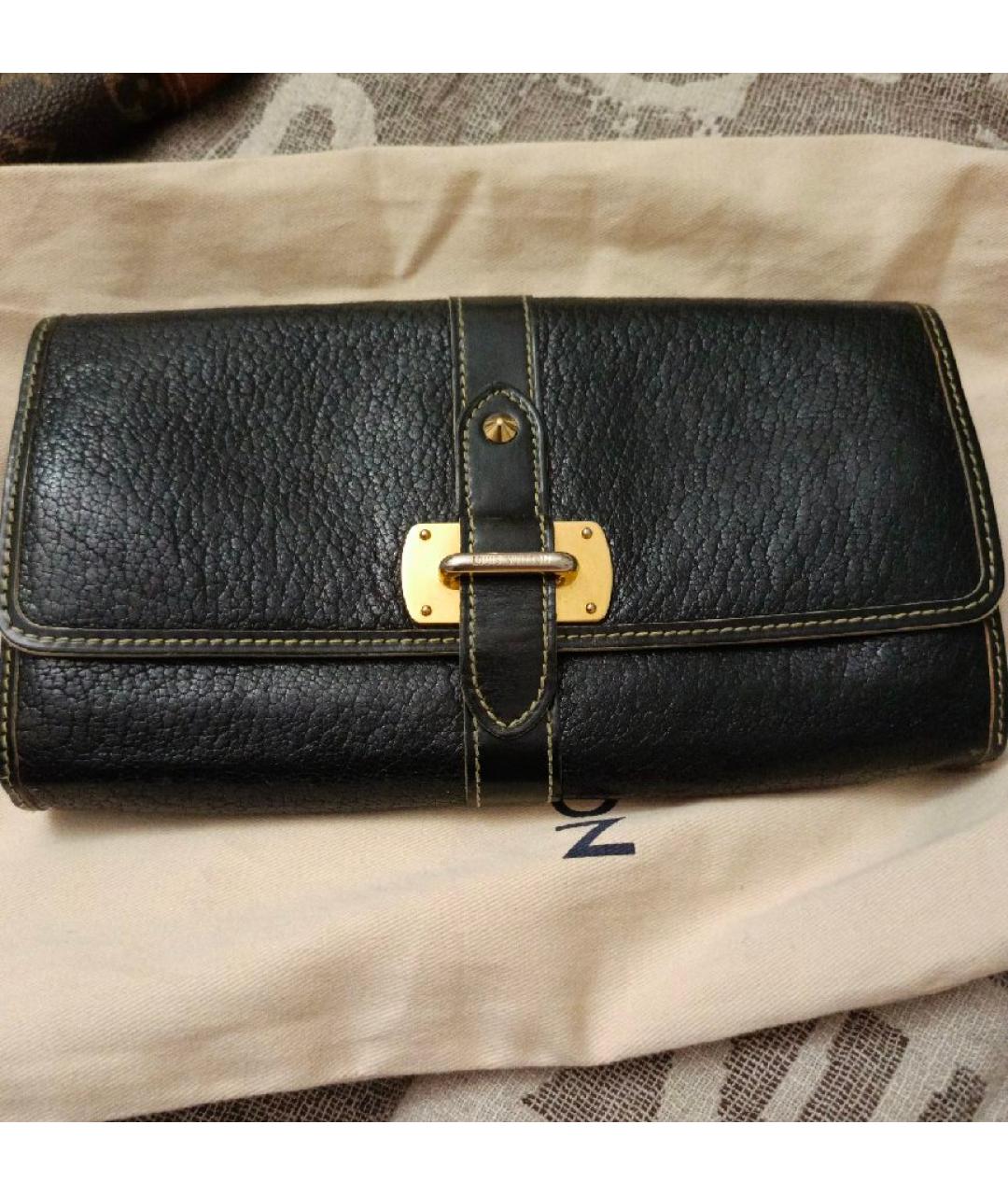 LOUIS VUITTON Черный кожаный кошелек, фото 5