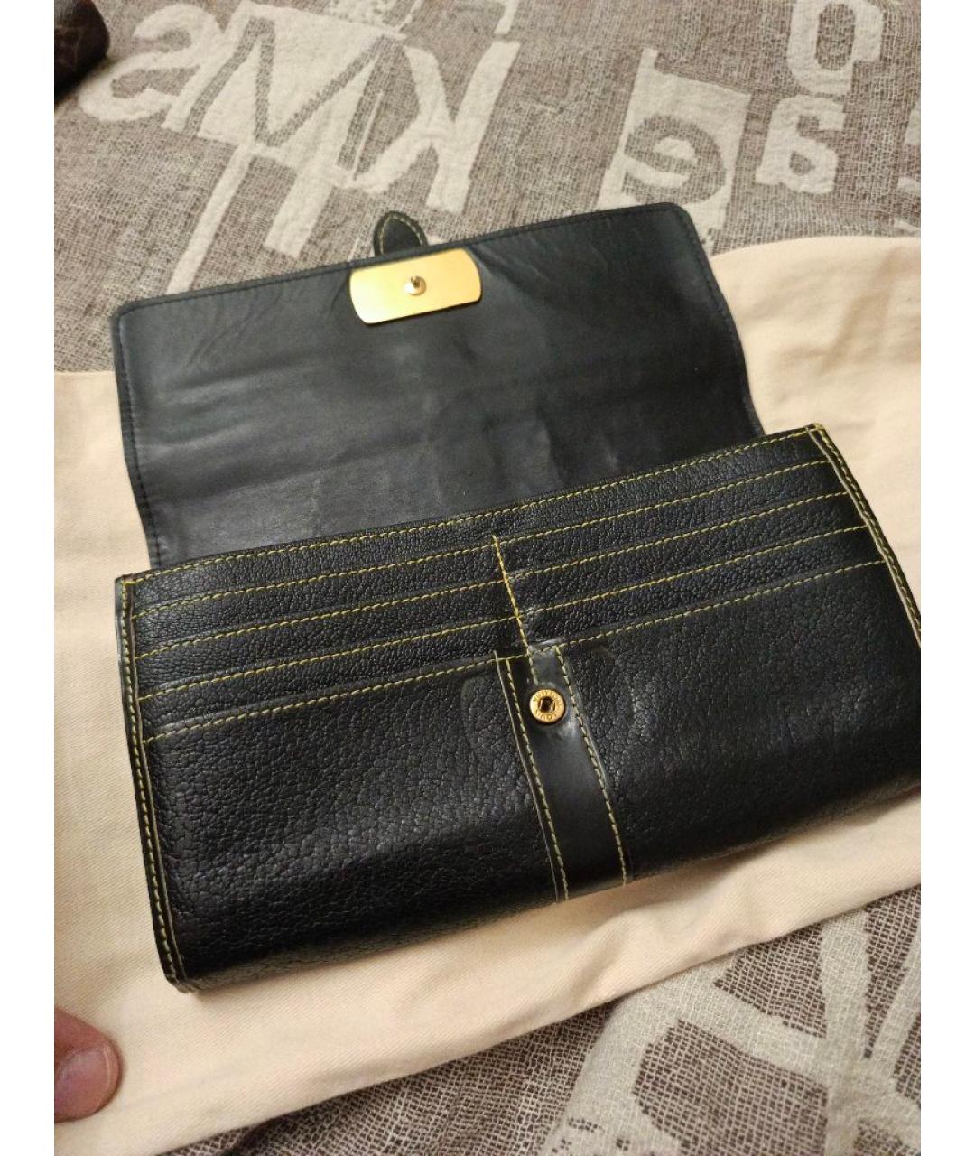 LOUIS VUITTON Черный кожаный кошелек, фото 3