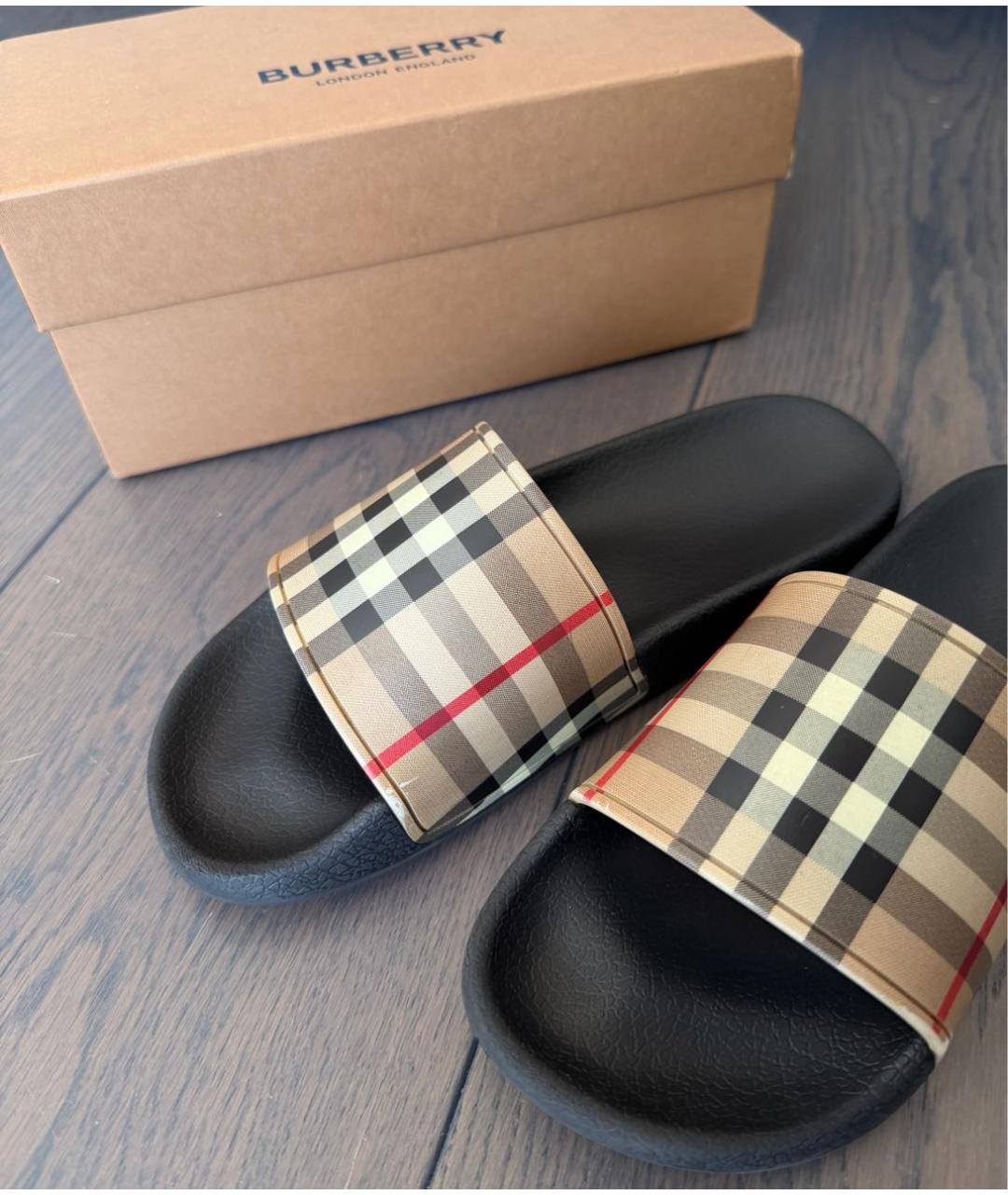 BURBERRY Мульти резиновые сандалии и шлепанцы, фото 6