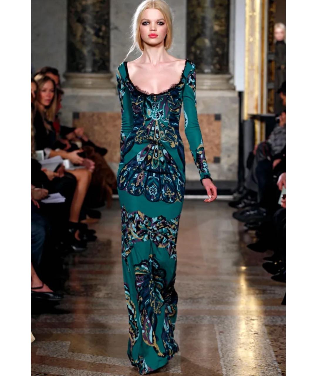 EMILIO PUCCI Зеленое вискозное вечернее платье, фото 4