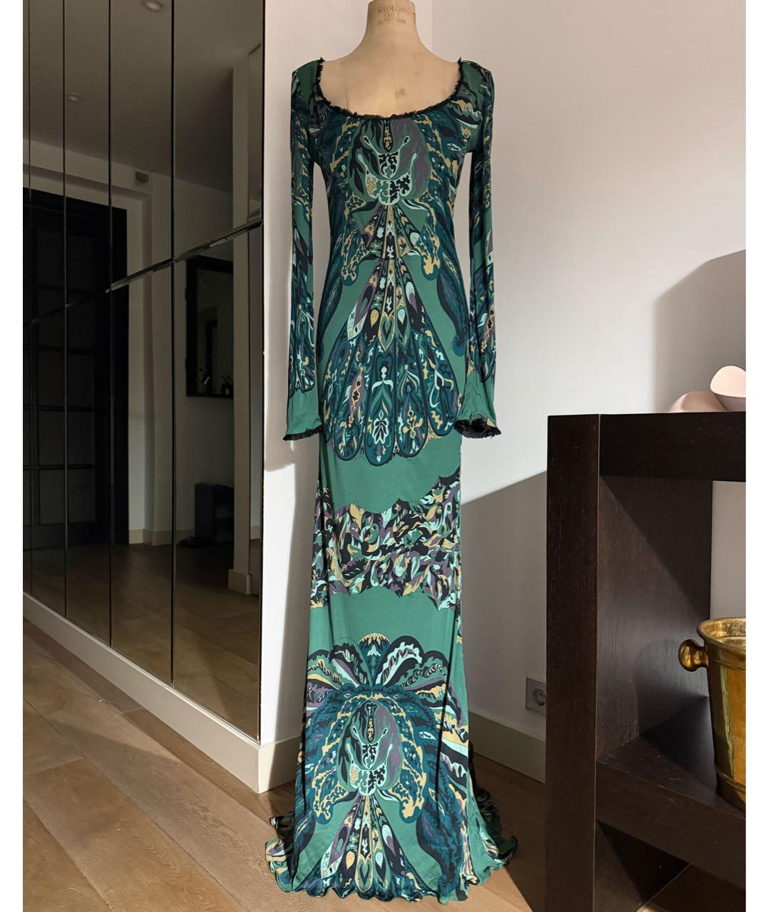 EMILIO PUCCI Зеленое вискозное вечернее платье, фото 8