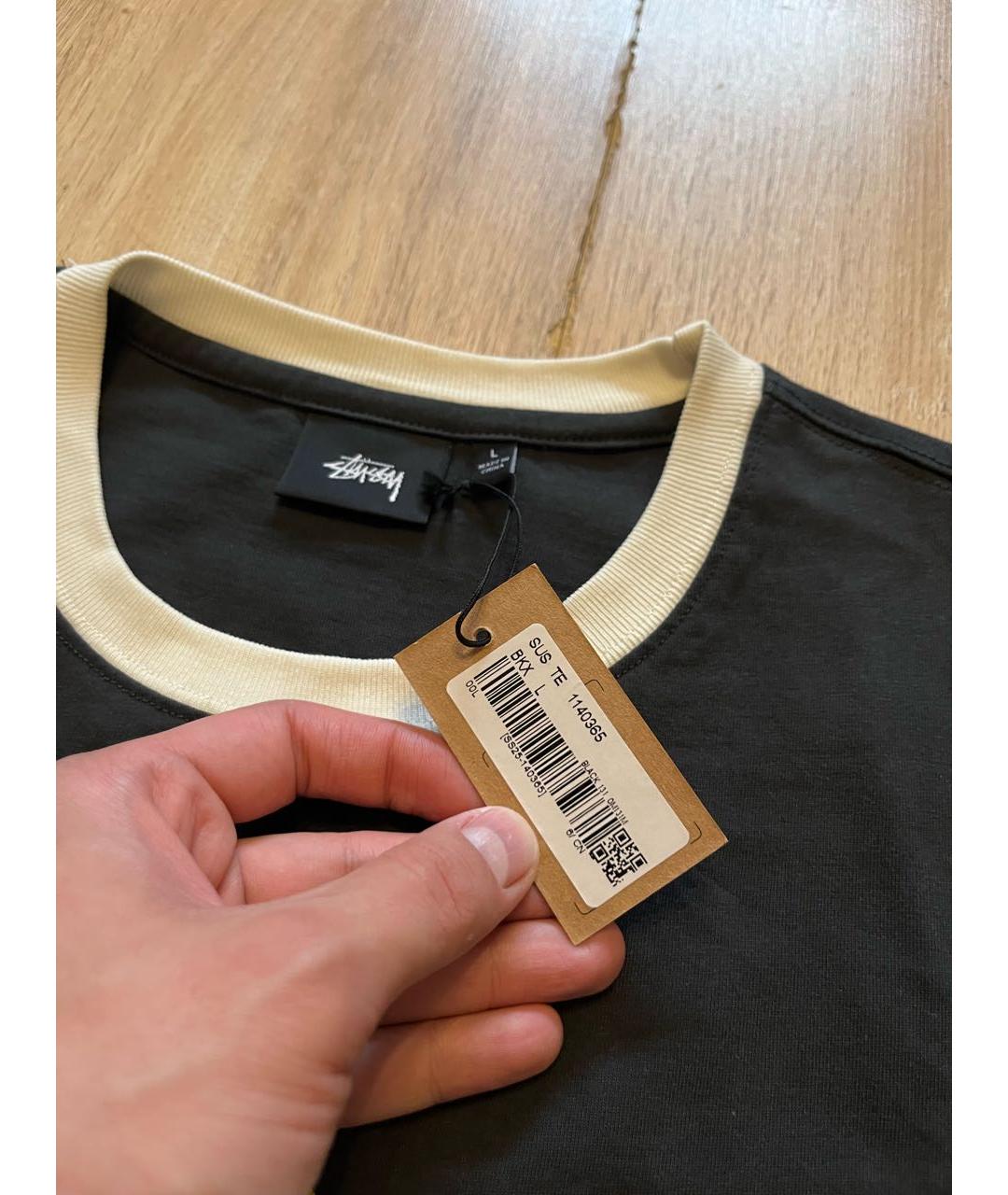 STUSSY Черная хлопковая футболка, фото 3
