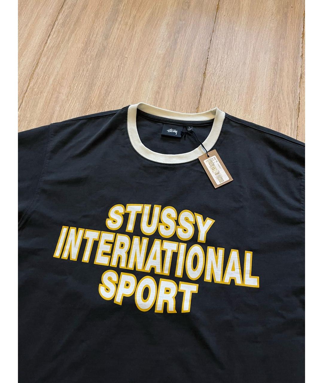 STUSSY Черная хлопковая футболка, фото 2