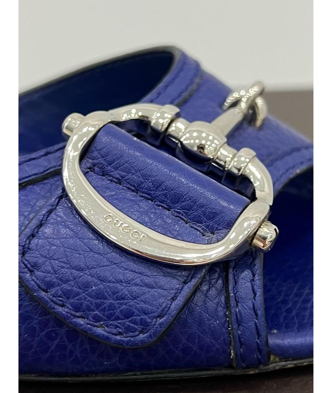 GUCCI Синие кожаные мюли, фото 6