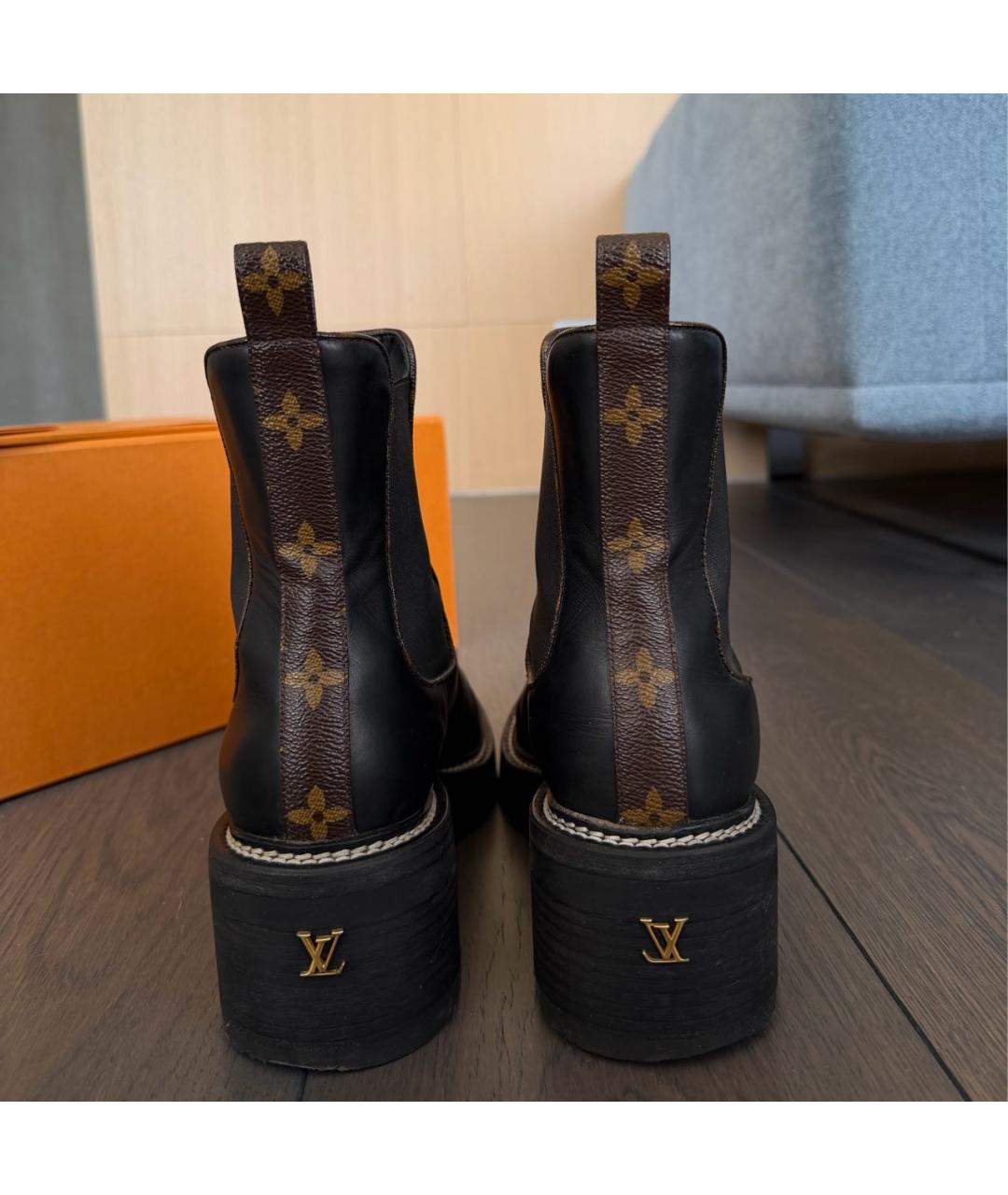 LOUIS VUITTON Черные кожаные ботинки, фото 5