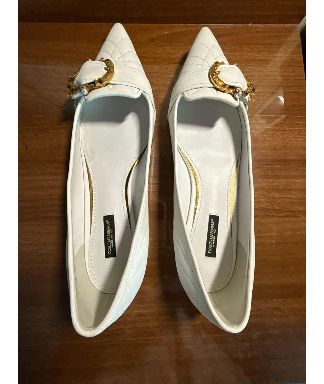DOLCE&GABBANA Белые кожаные балетки, фото 3