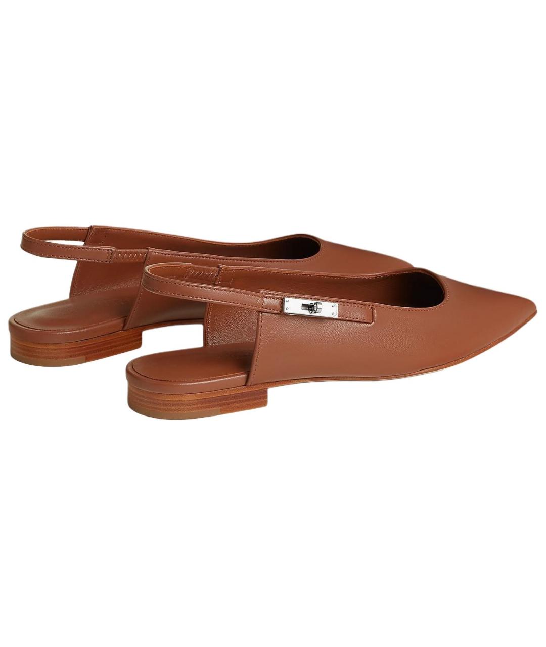HERMES Коричневые кожаные мюли, фото 5
