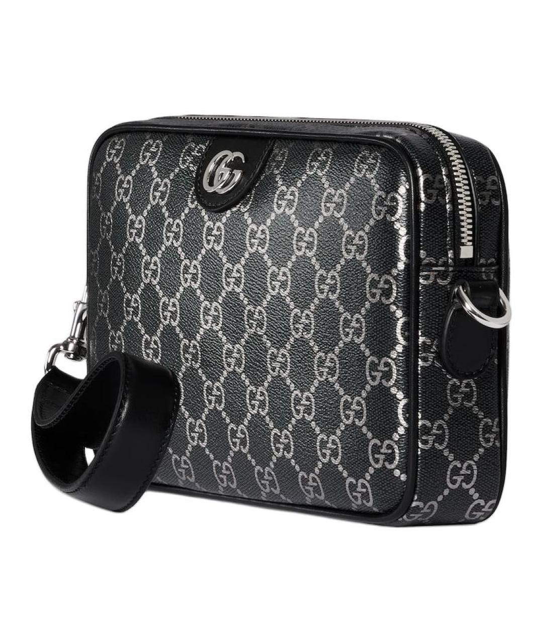 GUCCI Черная сумка на плечо из канвы, фото 3