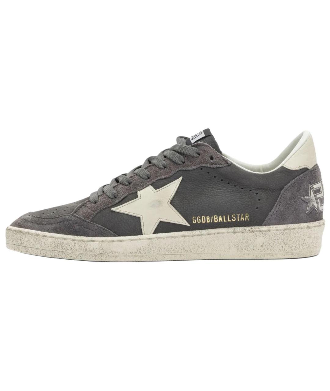 GOLDEN GOOSE Серые кожаные низкие кроссовки / кеды, фото 2