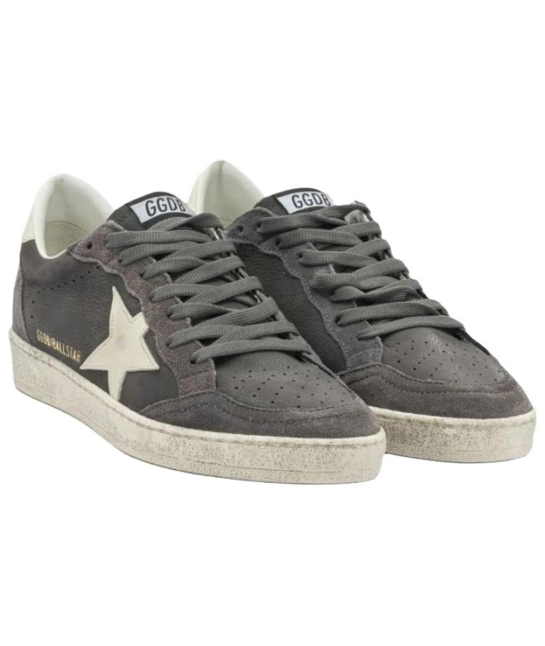 GOLDEN GOOSE Серые кожаные низкие кроссовки / кеды, фото 3