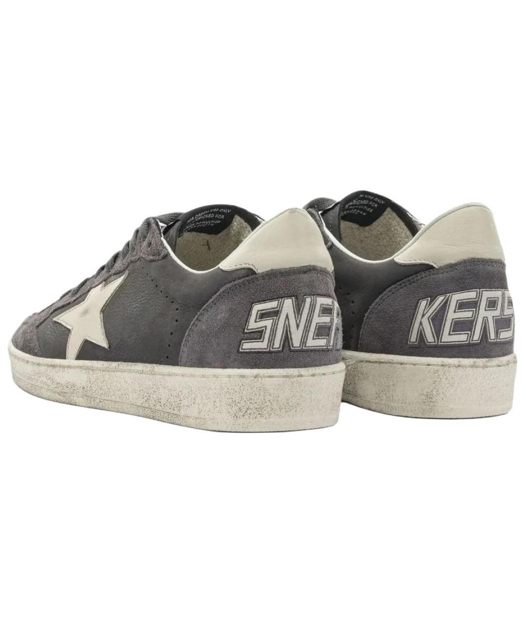 GOLDEN GOOSE Серые кожаные низкие кроссовки / кеды, фото 4