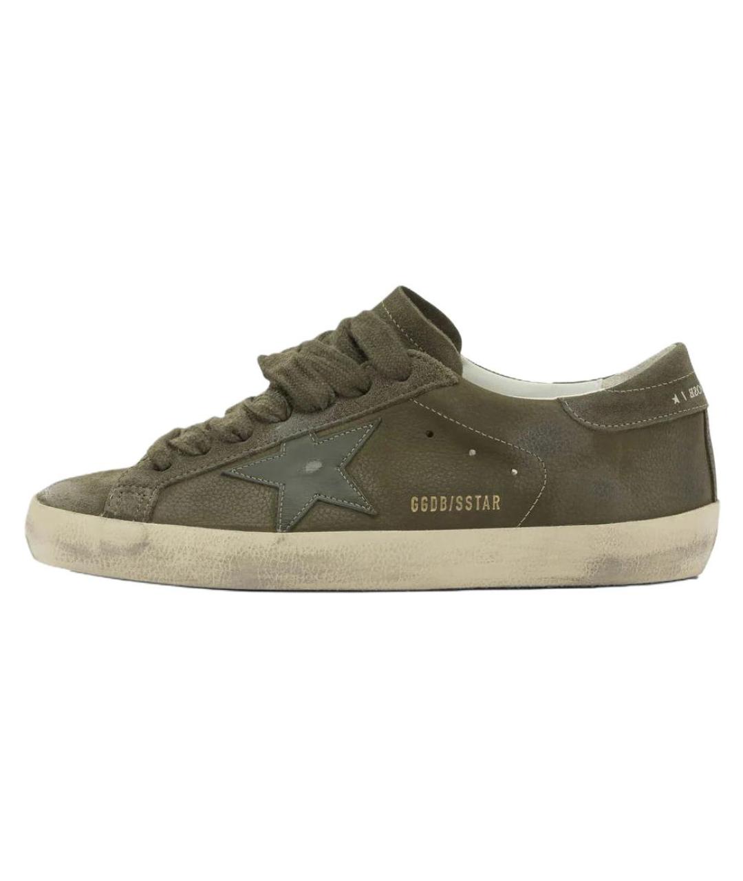 GOLDEN GOOSE Зеленые кожаные низкие кроссовки / кеды, фото 6