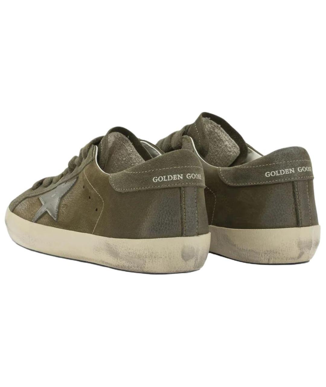 GOLDEN GOOSE Зеленые кожаные низкие кроссовки / кеды, фото 4